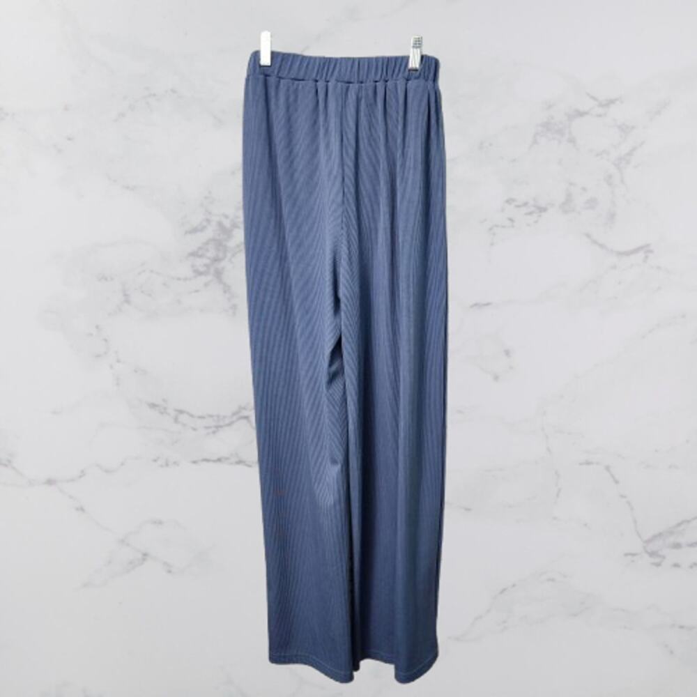 Cider Elastic Waist Wide Leg Pants Blue Small